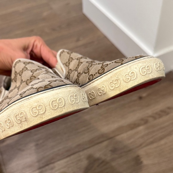 Gucci Beige and Brown Patterned Slip-On Loafers - Picture 11 of 14
